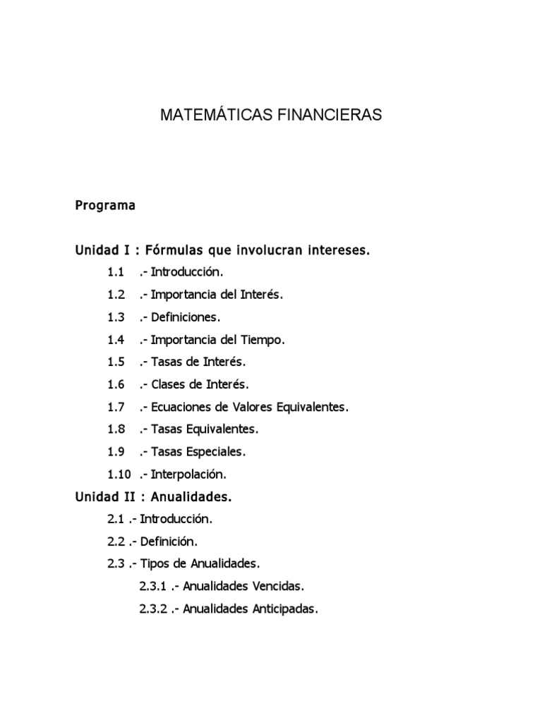Matemáticas Financieras: Conceptos Clave | PDF | Interés | Inflación