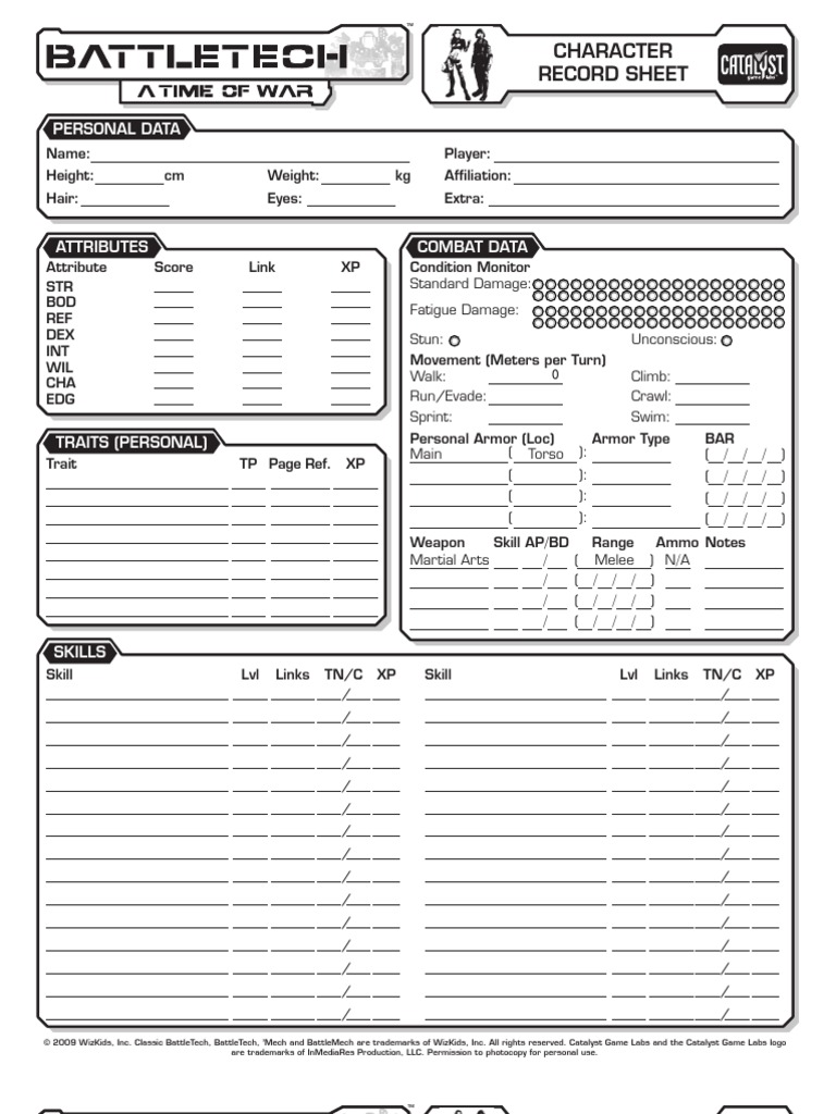 [tSheets]Battletech Character Sheet