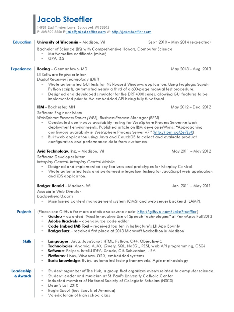 Aspiring Software Engineer's Resume | PDF | Application Software ...