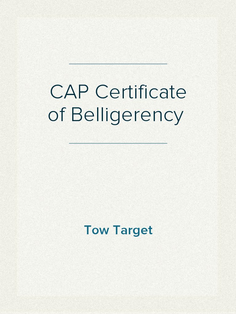 CAP Certificate of Belligerency - Tow Target | PDF