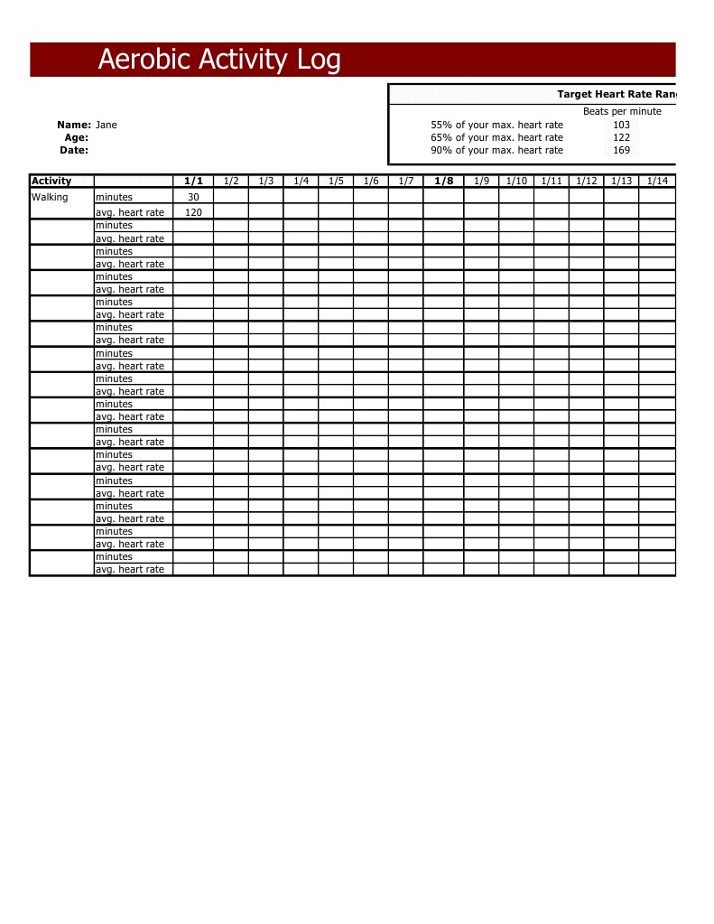 Aerobic Activity Log | PDF | Heart Rate | Cardiovascular System