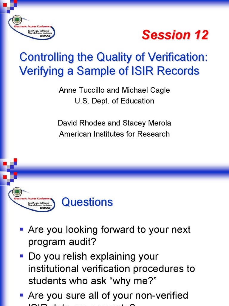 ISIR Record Verification Quality Control | PDF | Business | Computers