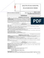 Boletín Oficial de la ciudad de Rio Tercero. Abril de 2012