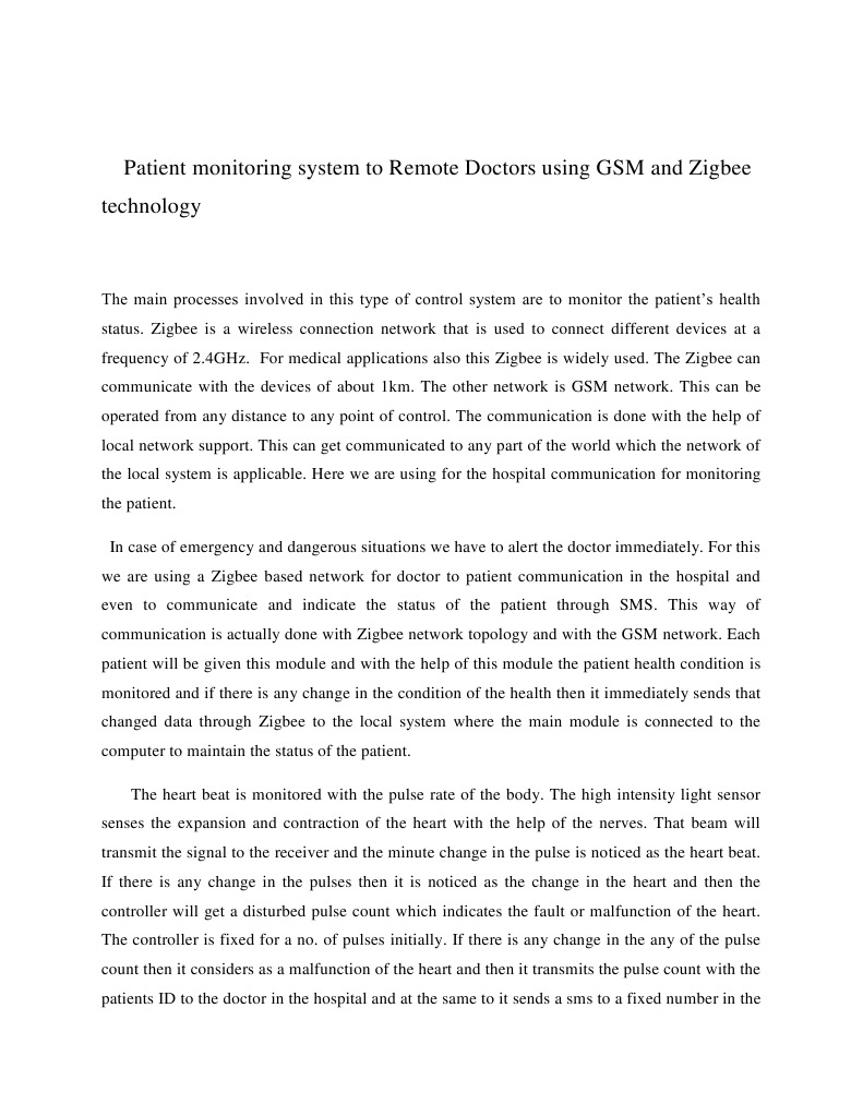 Remote Patient Monitoring with GSM & Zigbee | PDF | Patient | Computer ...