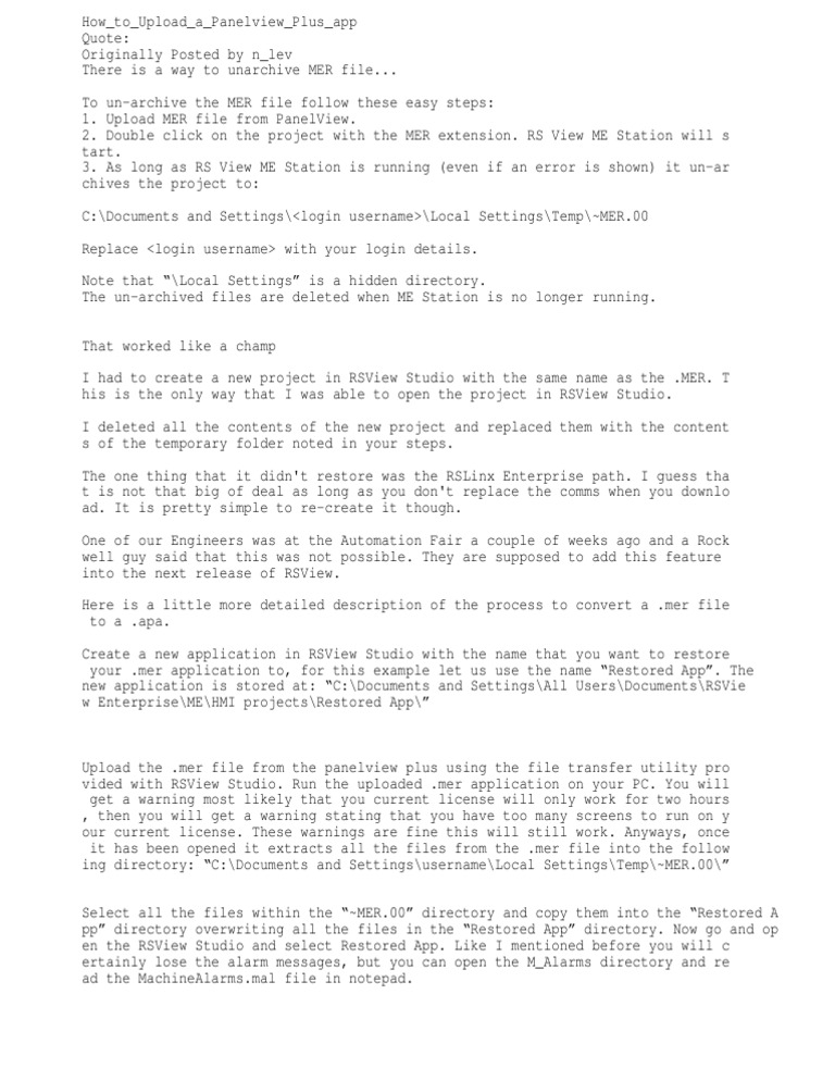 Uploading PanelView Plus MER Files | PDF | Directory (Computing ...