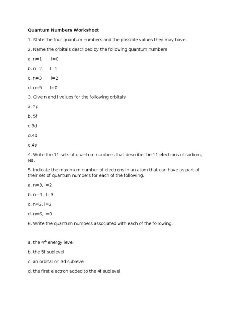 quantum-number-worksheet