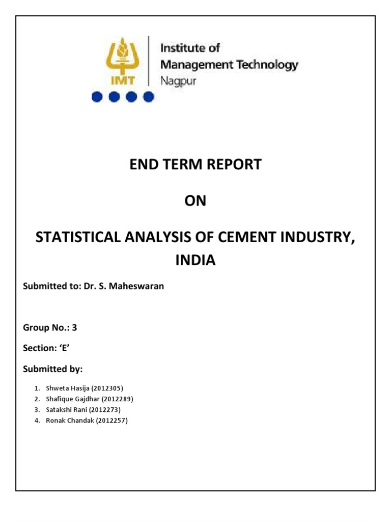 Statistical Analysis of Cement Industry | PDF | Errors And Residuals ...