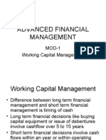 Advanced Financial Management: MOD-1 Working Capital Management