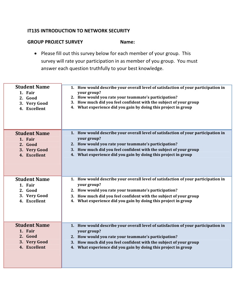 Group Project Participation Survey | PDF