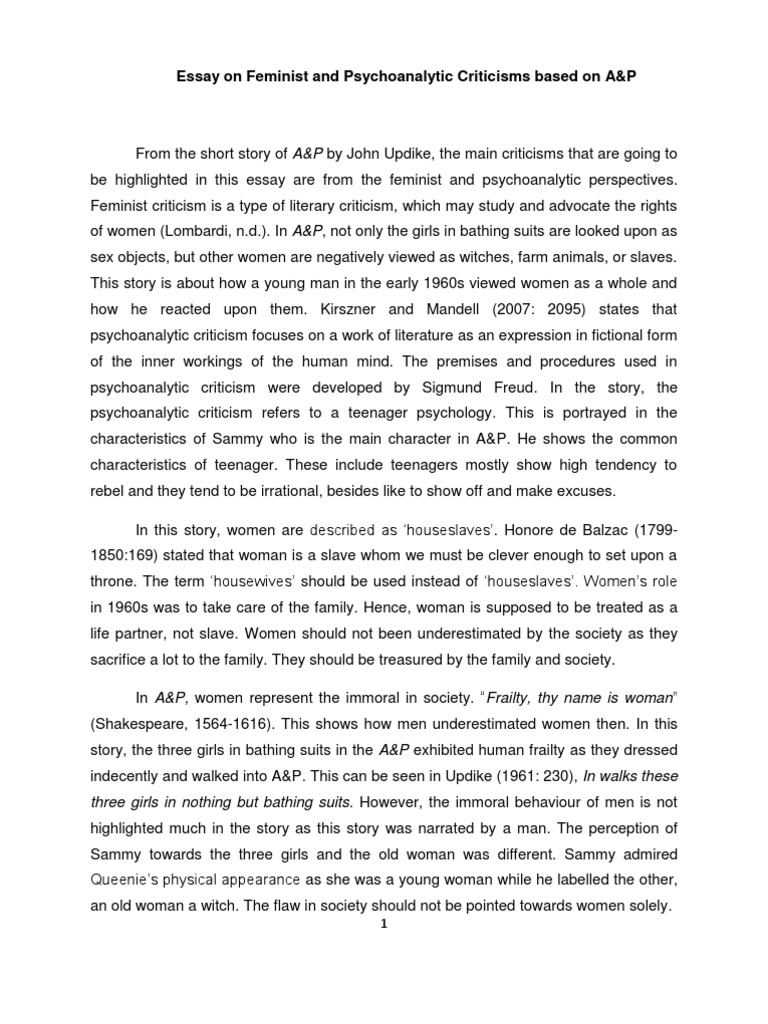 psychoanalytic essay