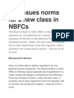 RBI Issues Norms For A New Class in NBFCs