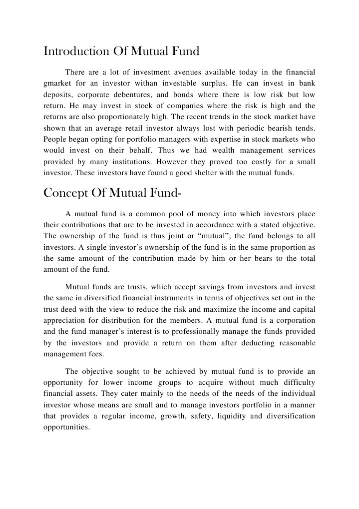 Introduction of Mutual Fund | PDF | Financial Markets | Investing