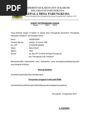 Surat Keterangan Usaha