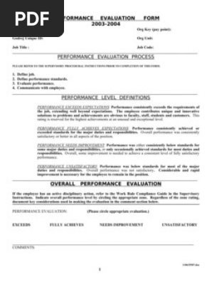 Performance Evaluation Form