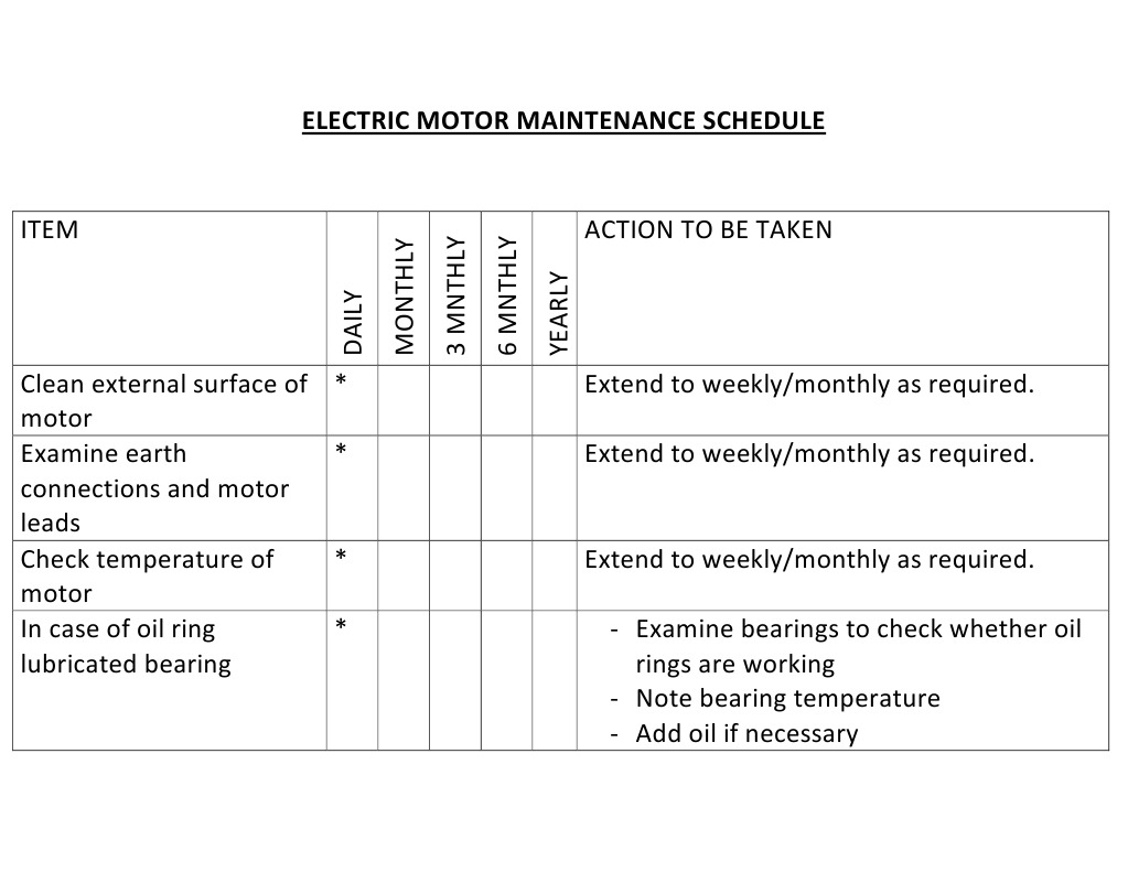Electric Motor Maintenance Schedule