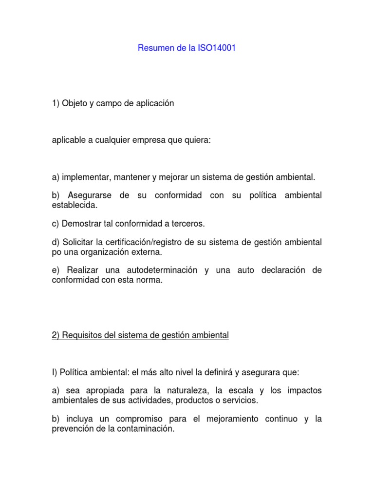 Guía Completa sobre la ISO 14001 | PDF | Degradación ambiental ...