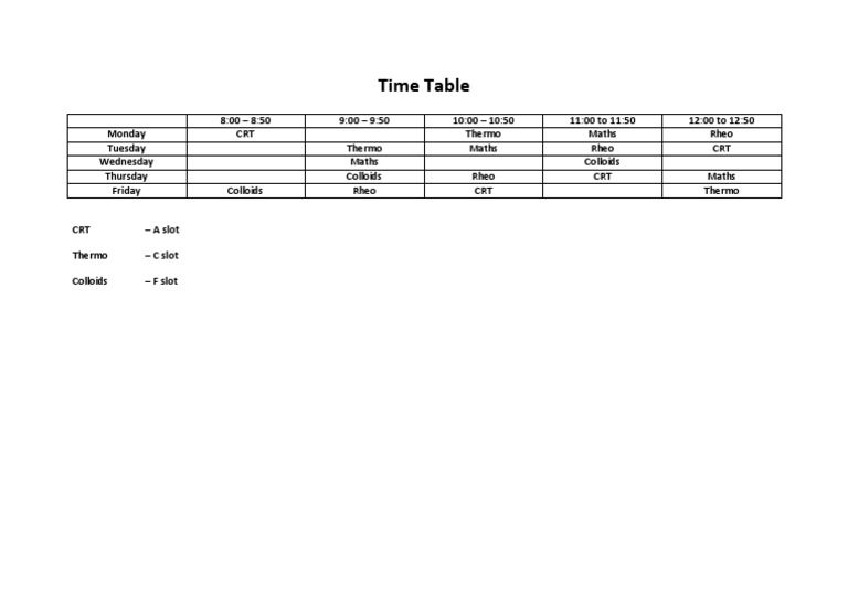 Time Table | PDF