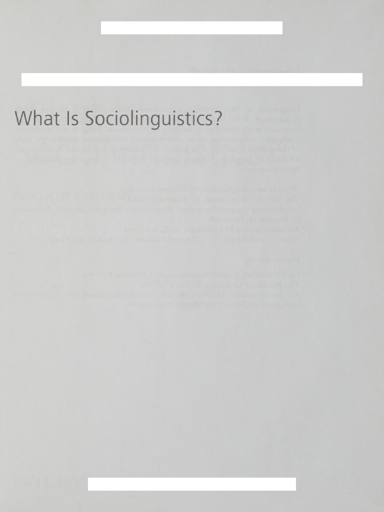 What Is Sociolinguistics? 第二版 What Is Sociolinguistics? (2nd Edition) PDF | PDF