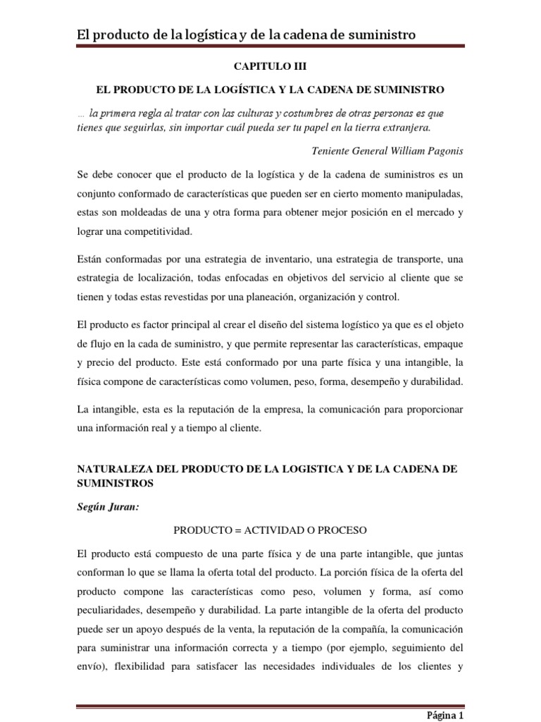 Producto en Logística y Cadena de Suministro | PDF | Logística | Precios