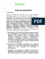 SÍNTESE DA RECOMENDAÇÃO DO MINISTÉRIO PÚBLICO