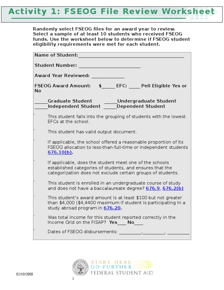 Activity 1: FSEOG File Review Worksheet | PDF | Business