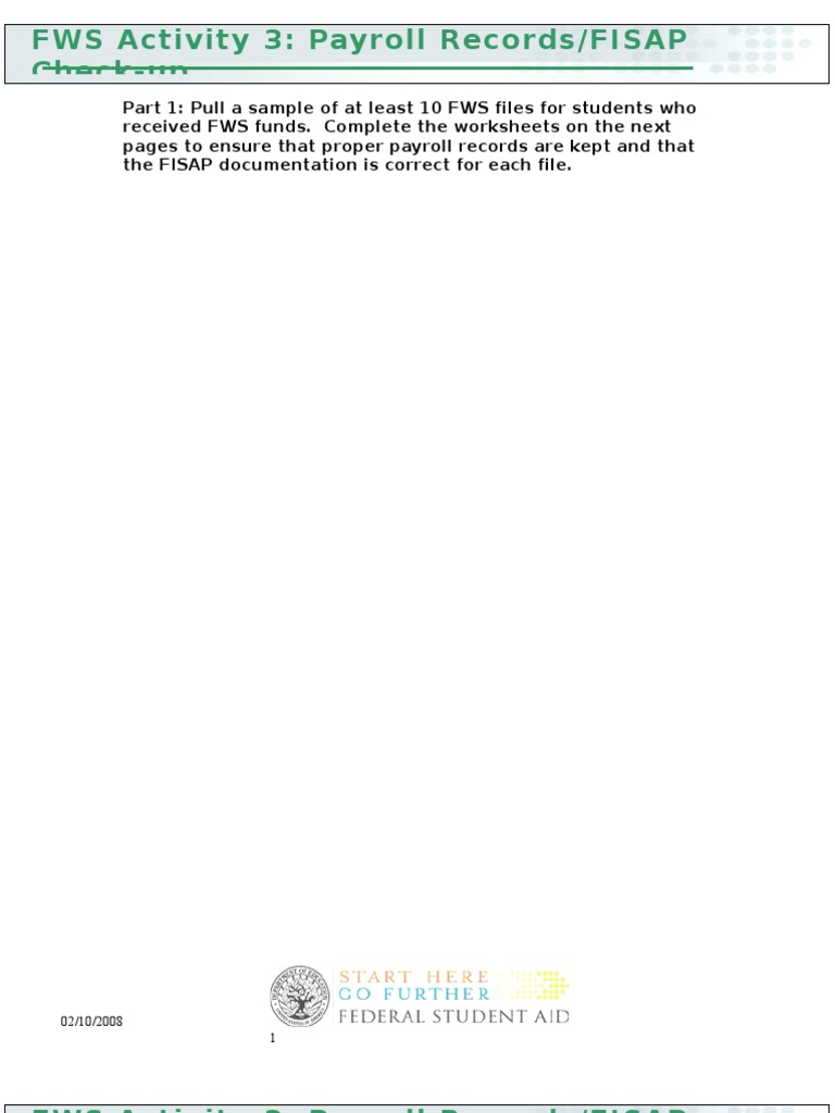 FWS Payroll Records & FISAP Review Guide | PDF | Payroll | Public Finance