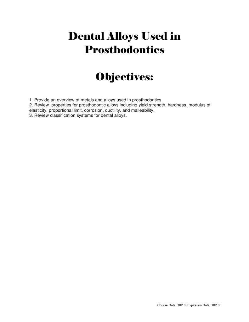 Dental Alloys Metals Alloy Free 30day Trial Scribd