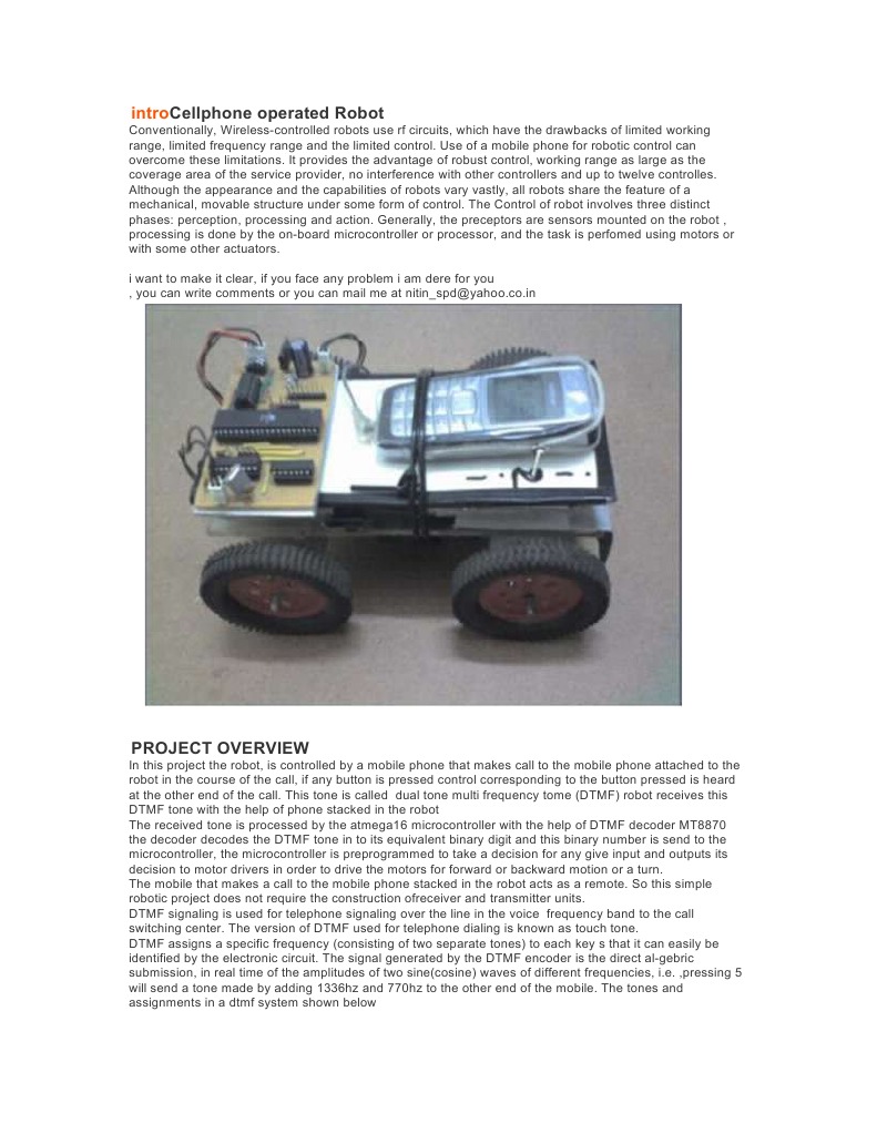 Mobile Phone Controlled Robot Project | PDF | Digital Electronics ...