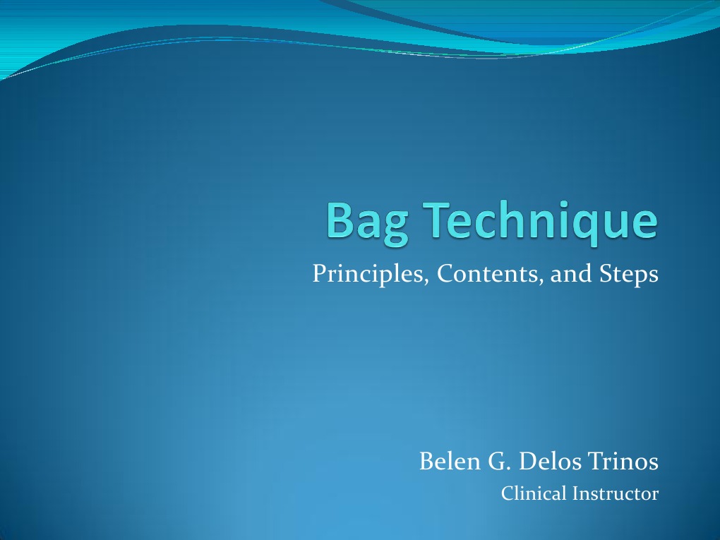 Bag Technique Hand Washing Nursing