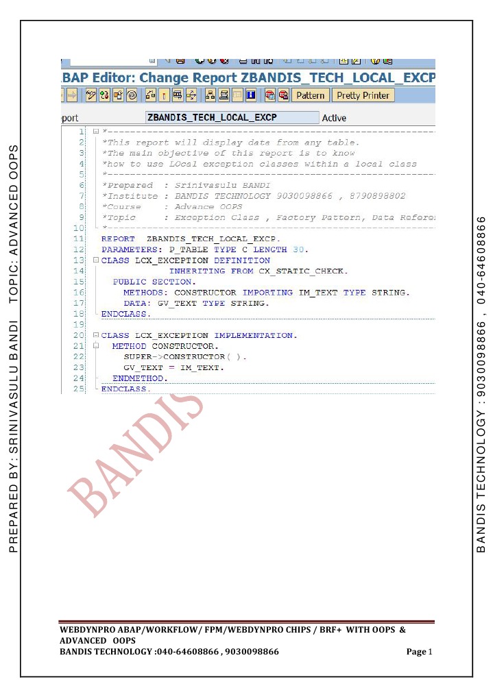 Abap Local Exception Class Example