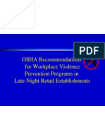OSHA Recommendations For Workplace Violence Prevention Programs in Late-Night Retail Establishments