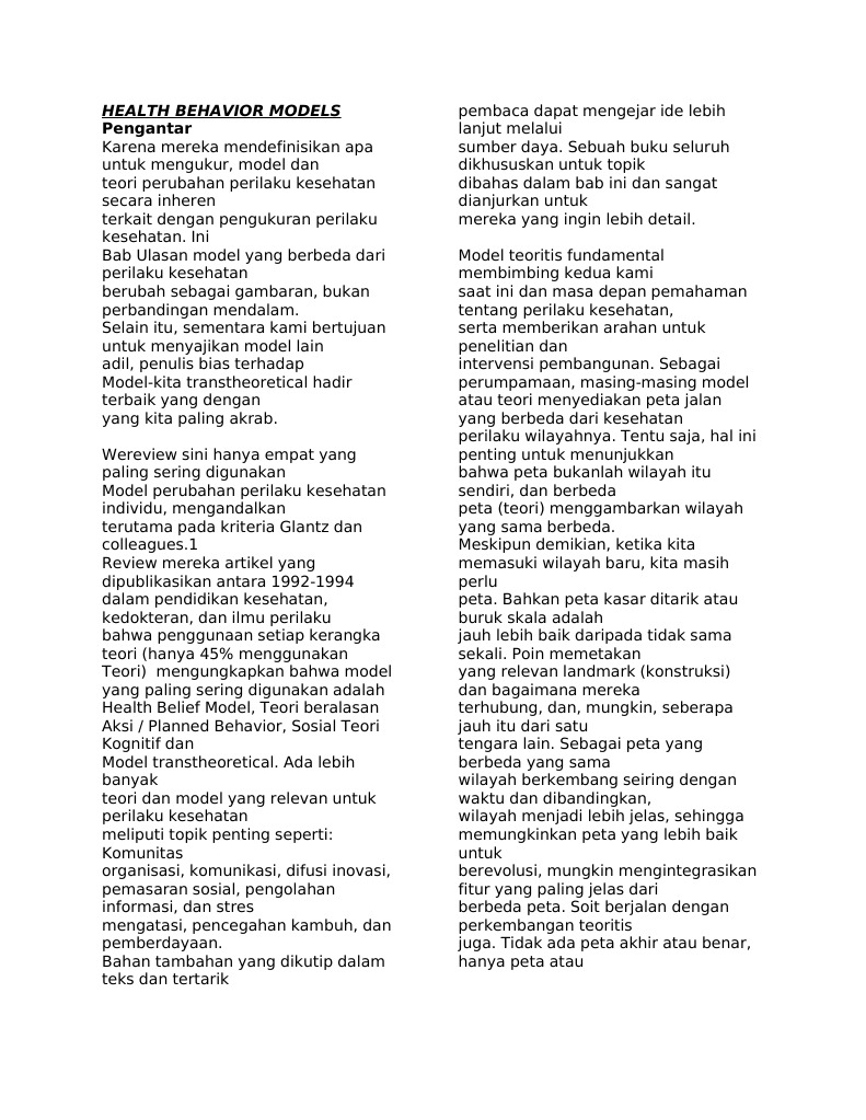 Health Behavior Models Pdf