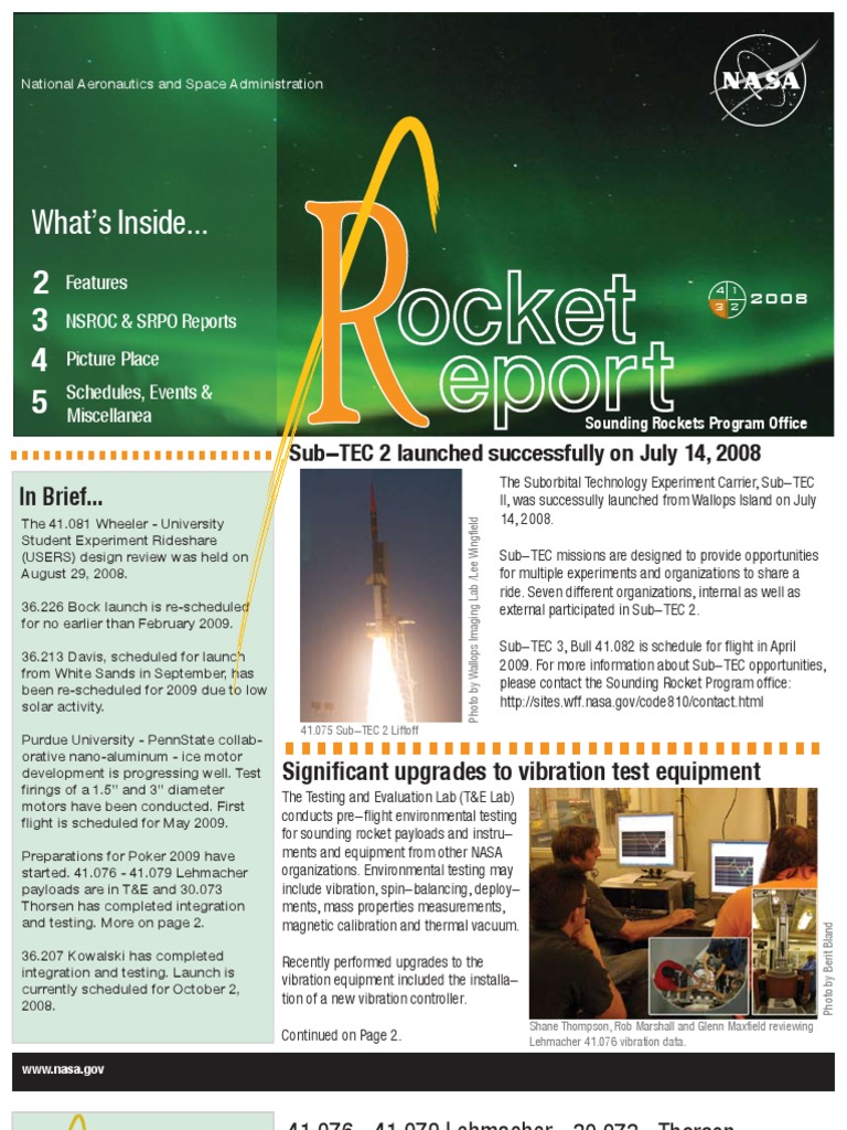 Rocket Report 3rd Quarter 2008 | PDF | Internship | Job Hunting