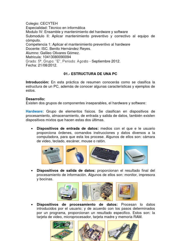Estructura de Una PC | PDF | Hardware de la computadora | Microprocesador