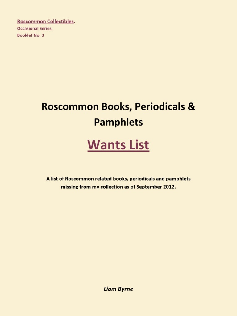 Wants List | PDF