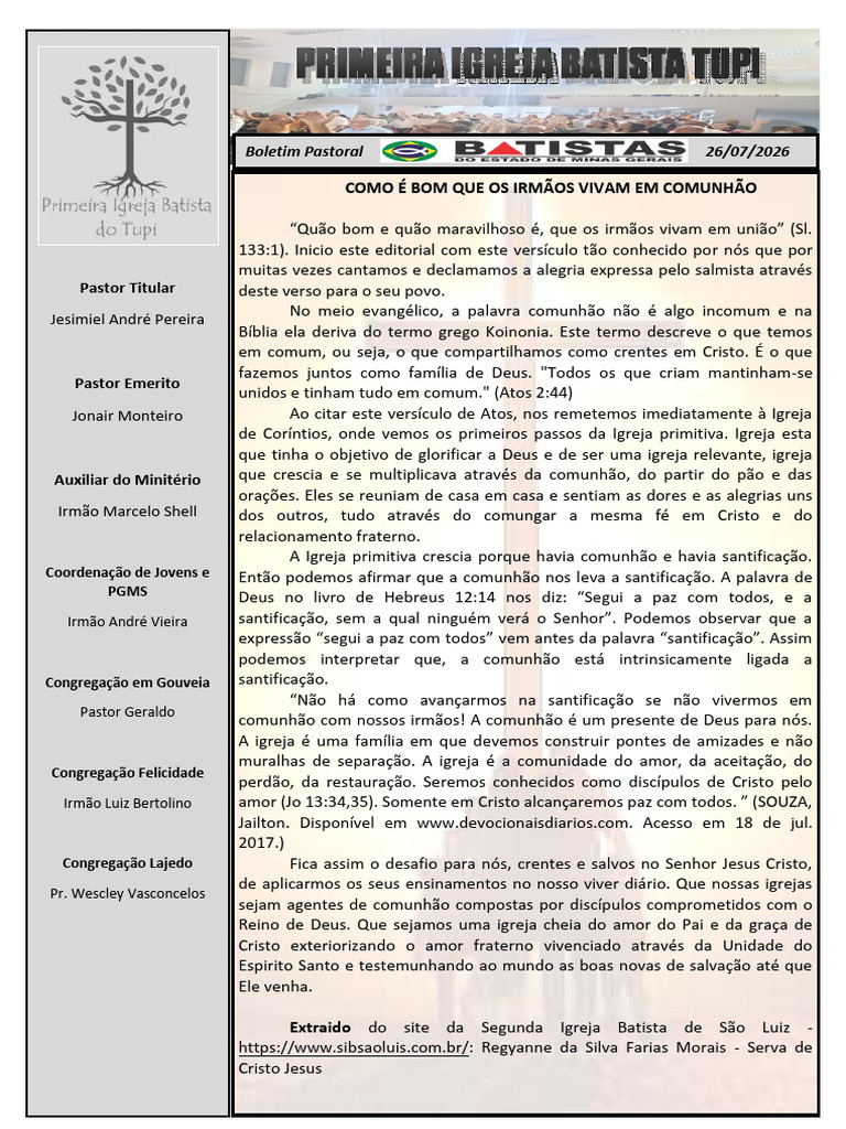 Boletim - 26-07-026 | PDF | Eucaristia | Deus