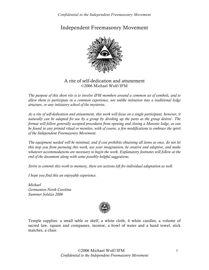 Self Dedication and Attunement | PDF | Altar | Freemasonry