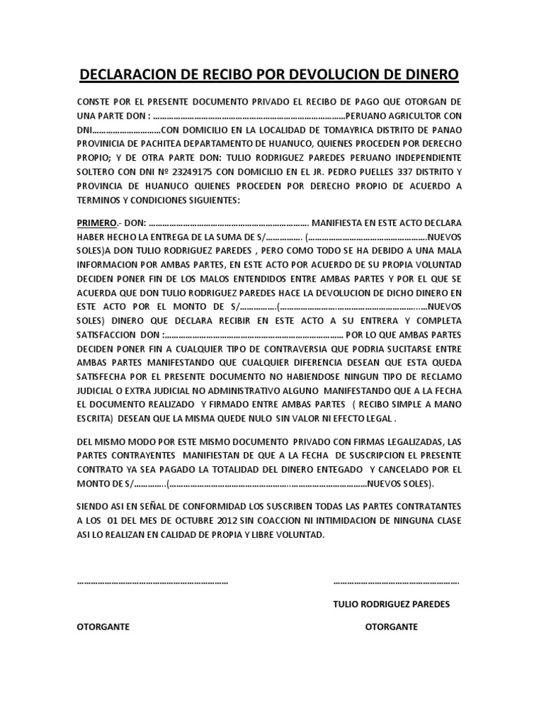 Carta De Devolucion De Dinero Por Error New Sample v
