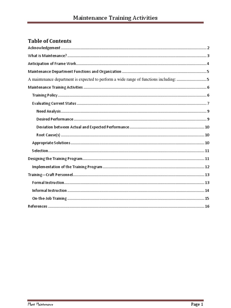 Maintenance Training Program Overview | PDF | Apprenticeship | Employment