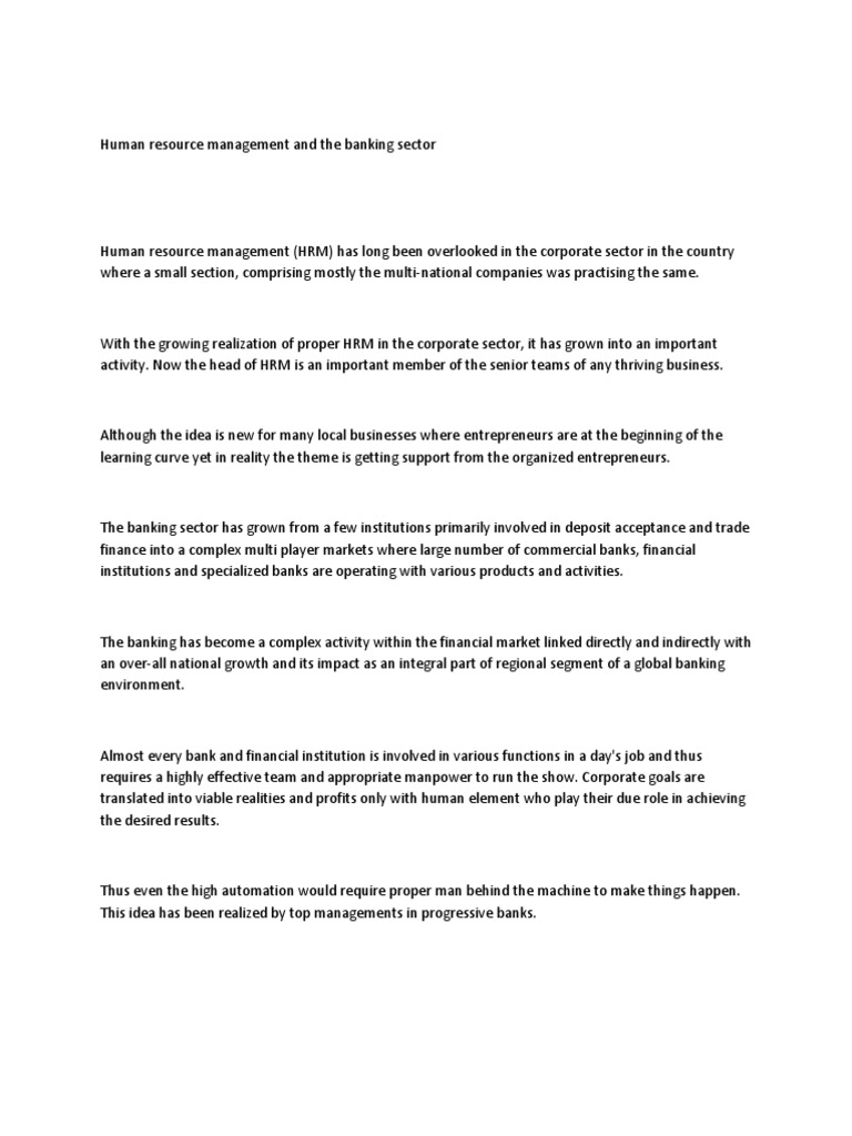 HR Management in the Banking Sector | PDF | Banks | Employment