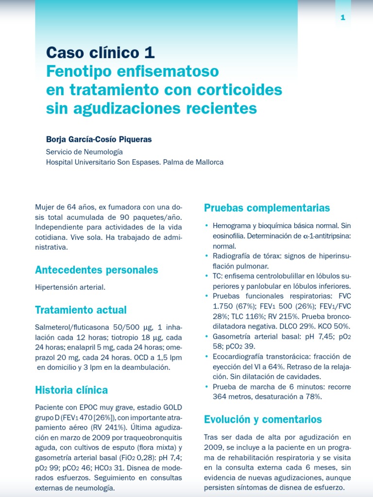 Caso Clínico EPOC. Neumología Medicina