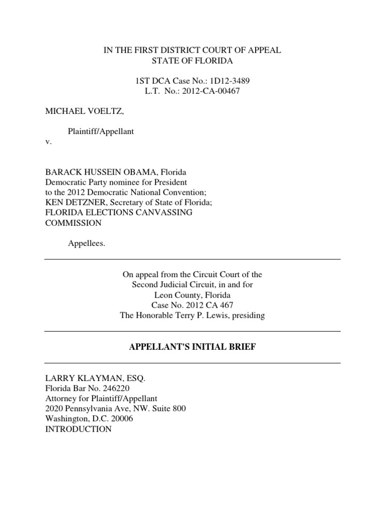 In The First District Court of Appeal | PDF | Electoral College (United ...