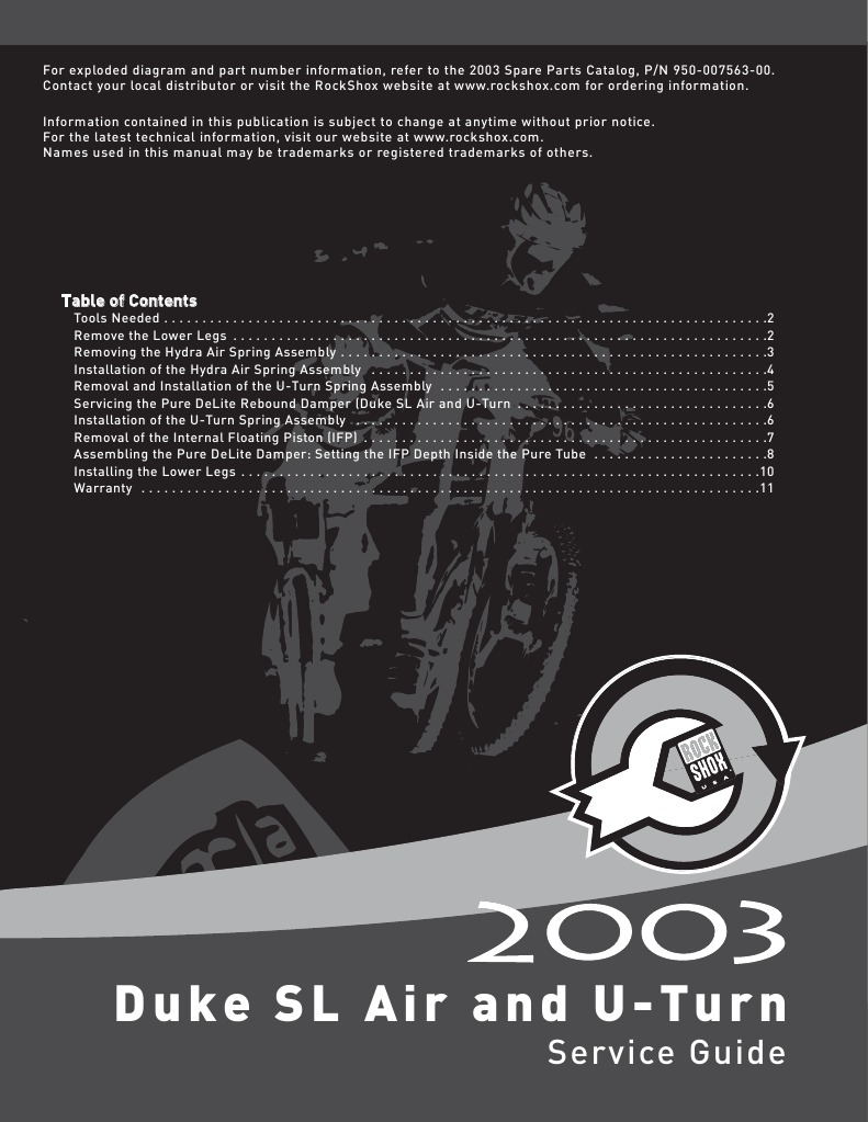 RockShox Duke SL Service Manual | PDF | Bearing (Mechanical) | Screw