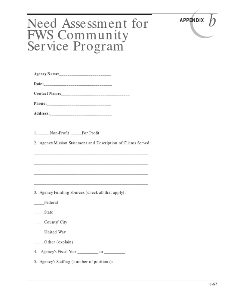 FWS Community Service Program Needs Assessment | PDF