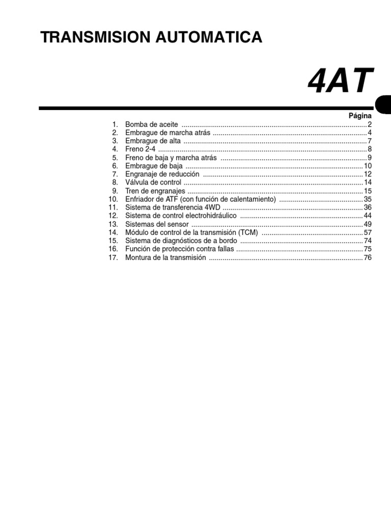Transmisión Automática 4AT: Componentes y Función | PDF | Engranaje ...