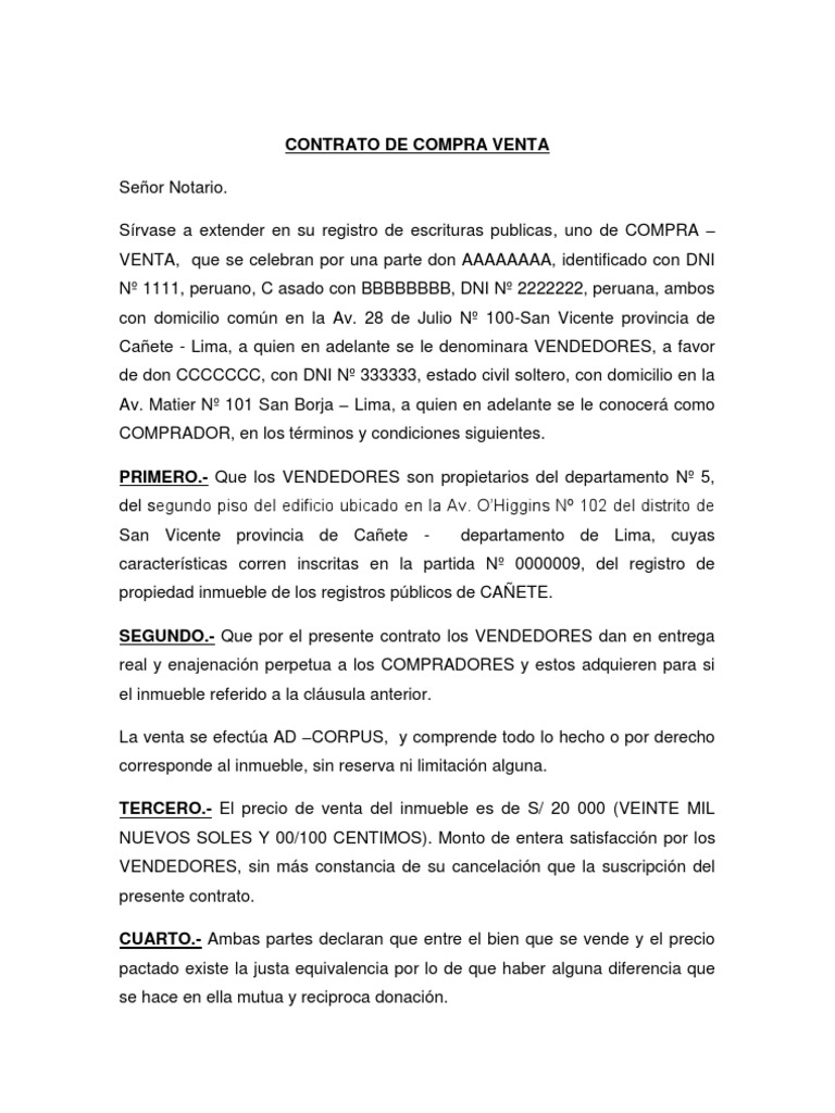 Modelo Contrato de Compra Venta | PDF | Gobierno | Instituciones sociales