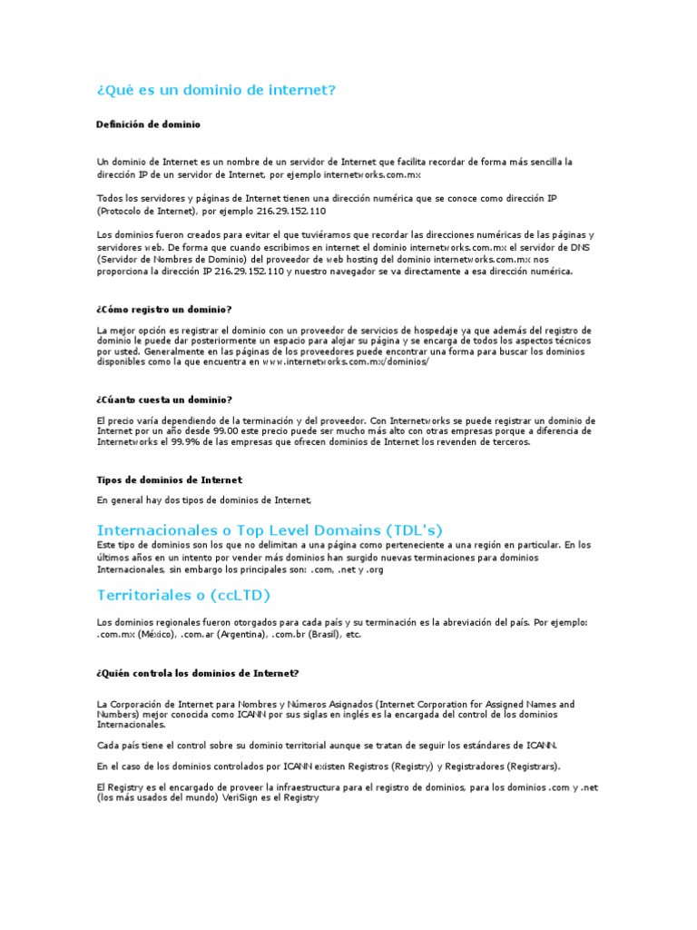 Qué es un dominio de Internet | PDF | Nombre de dominio | Internet