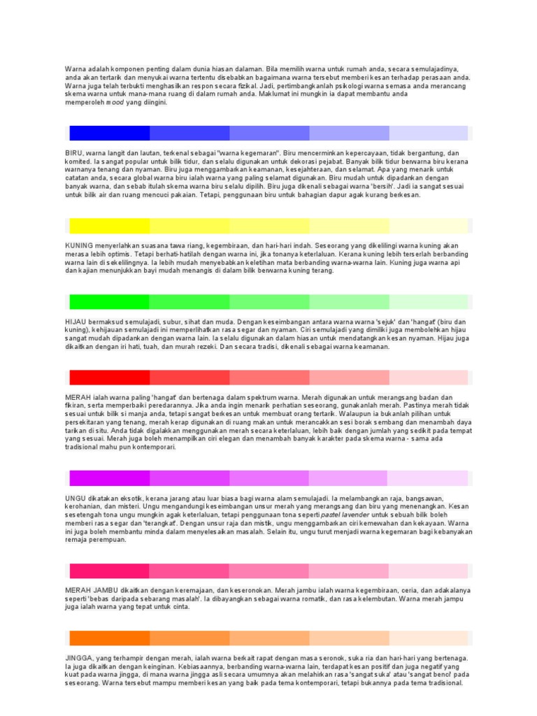 Warna Adalah Komponen Penting Dalam Dunia Hiasan Dalaman Pdf