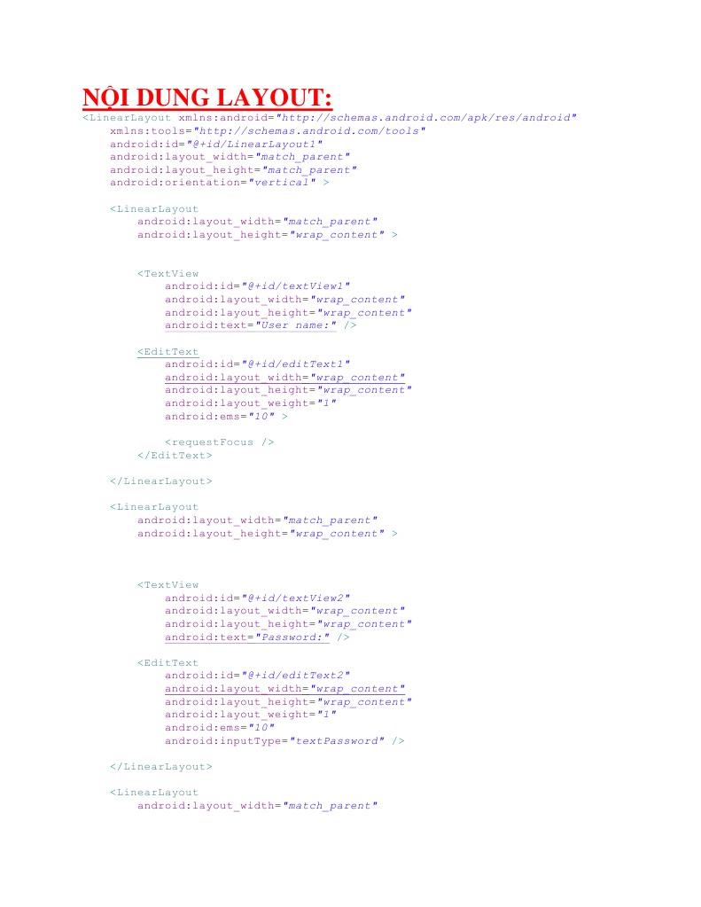 Android Login Layout XML Example | PDF