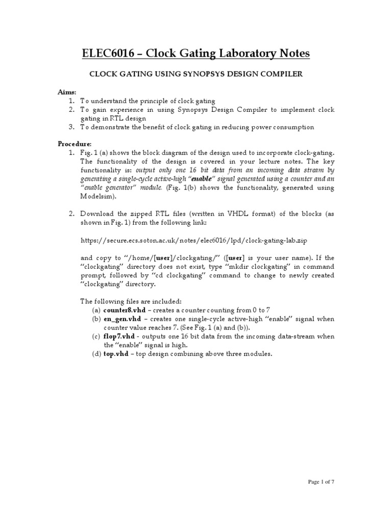 Clock Gating Lab Notes PDF Command Line Interface Software